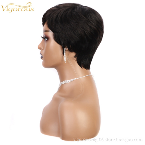 Vigorous manufacturers prices bang free shipping 150% density vendor women short natural peruvian 100% brazilian human hair wigs